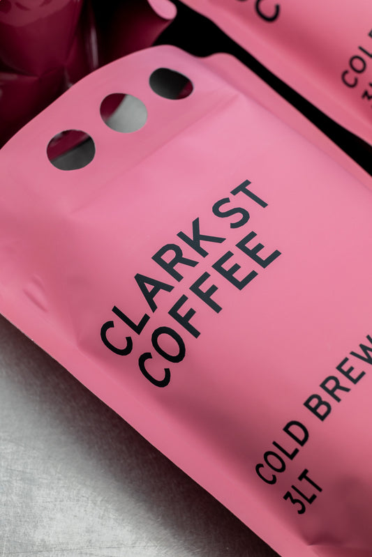 Clark St Coffee cold brew 3 litre stand up pouch packaging