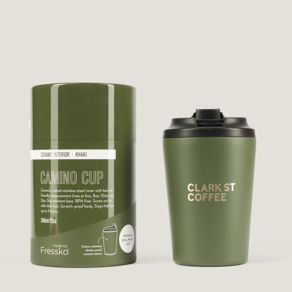 Clark St Coffee x Fressko 12oz Ceramic Camino Cup in Khaki