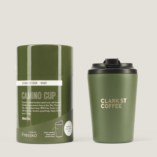 Clark St Coffee x Fressko 12oz Ceramic Camino Cup in Khaki