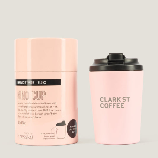 Clark St Coffee x Fressko 8oz Ceramic Bino Cup in Floss (soft pink)