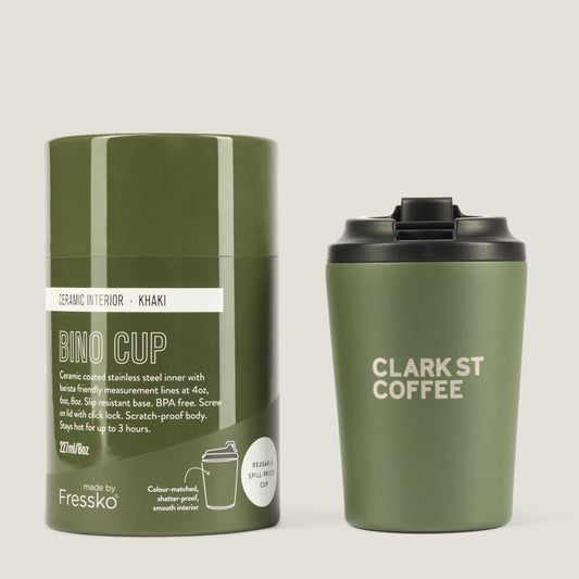 Clark St Coffee x Fressko 8oz Ceramic Bino Cup in Khaki