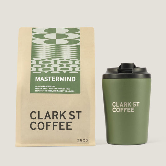 Clark St Coffee Mastermind Bundle with Clark St Coffee x Fressko Ceramic Cup in Khaki
