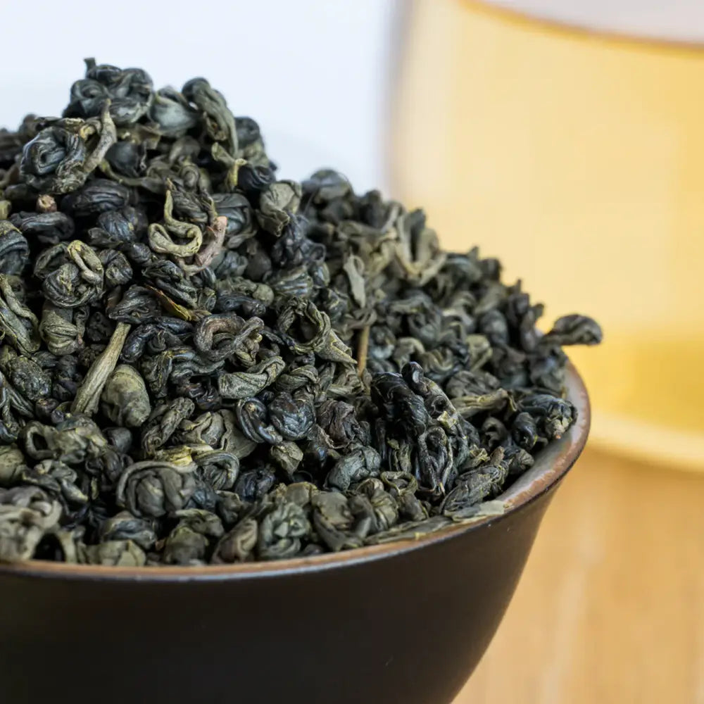 Gunpowder green pyramid tea bags — organic loose leaf — Clark St Coffee