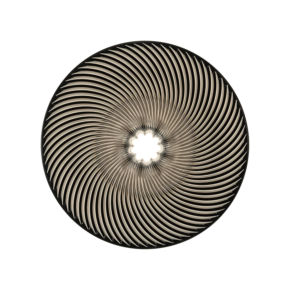 Top view of the Hario V60 NEO 02 dripper showing its 72 spiral ribs
