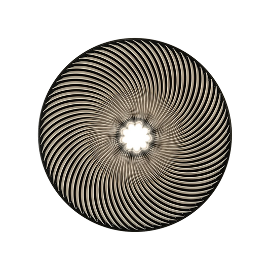 Top view of the Hario V60 NEO 02 dripper showing its 72 spiral ribs